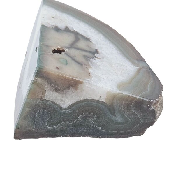 Natural Agate Geode Crystal Interior Polished Edges Mineral Geology Vintage - Picture 6 of 10
